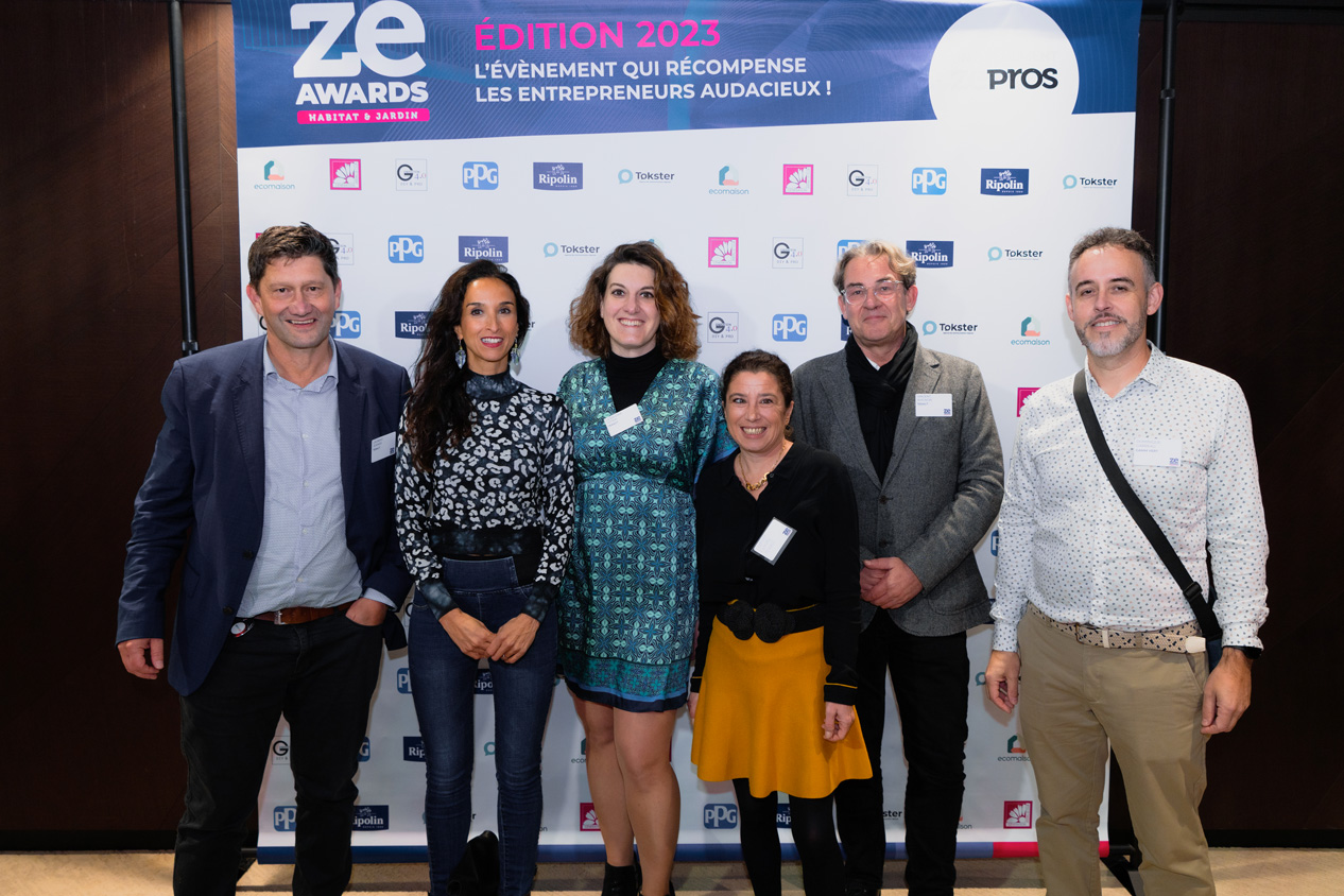 L'équipe Teract avec Vincent Avignon, DG Adjoint,  Stéphane Le Tellier, Directeur Achats /Offre/ Concept, Géraldine Totier, Chargée de Mission Environnement et Camille Lefort, chargé com, Sarah Daoud, RP/partenariats, Dominique Garreau, Responsable Magasin Gamm vert Nozay