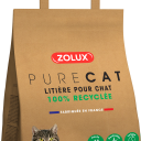 Litière PureCat 100 %papier recyclé. Sac papier kraft fabriqué en France et 100 % recyclable de 5 ou101. 9,40 € pour le sac de 51,15,60 C ourle sac de10 l.